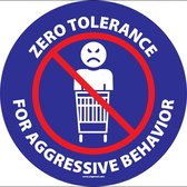 Vloersticker 'Zero tolerance for aggressive behavior', blauw, 100 mm