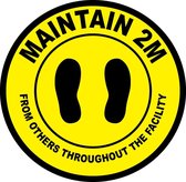 Vloersticker 'Maintain 2 meters from others throughout the facility', 150 mm