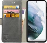 Rosso Element Book Case Wallet Hoesje Geschikt voor Samsung Galaxy S21 | Portemonnee | 3 Pasjes | Magneetsluiting | Stand Functie | Grijs