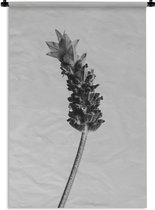 Wandkleed Abstract Zwart-Wit - Abstracte lavendel in zwart-wit Wandkleed katoen 90x135 cm - Wandtapijt met foto