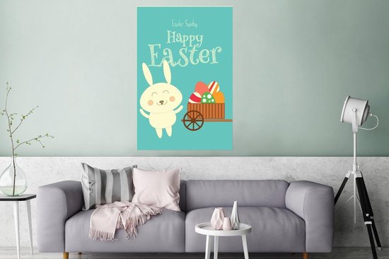 Pasen citation dimanche de Pâques Happy Pâques avec panier 120x180 cm XXL / de Groot taille!