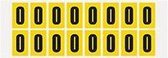 Cijfer stickers geel/zwart teksthoogte: 25 mm cijfer 0