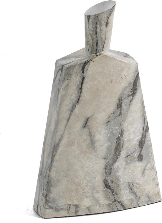 Kolony vaas - 31 cm - marmerlook - metaal - wit - grijs - antraciet