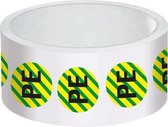 Beschermende PE geleider sticker op rol, groen geel 16 mm - 500 per rol