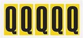 Letter stickers alfabet - 20 kaarten - geel zwart teksthoogte 75 mm Letter Q