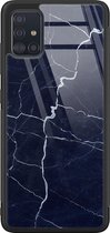 Leuke Telefoonhoesjes - Hoesje geschikt voor Samsung Galaxy A71 - Marmer Navy - Hard case - Marmer - Blauw