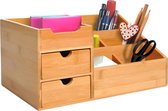Bureau organizer - Met lades - Pennenbak - Desk organizer - Pennenhouder - Bamboe - L33 x B20,5 x H15,5 cm