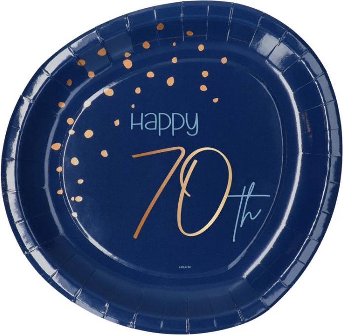 Folat - Borden Elegant True Blue 70 Jaar 23 cm - 8 stuks