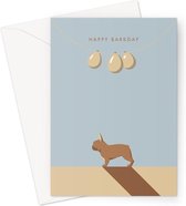 Hound & Herringbone - Sable Brindle Franse Bulldog Grote Verjaardagskaart - Sable Brindle French Bulldog Large Birthday Card