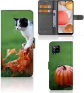 Flip Case Geschikt voor Samsung Galaxy A42 5G Hoesje Kitten