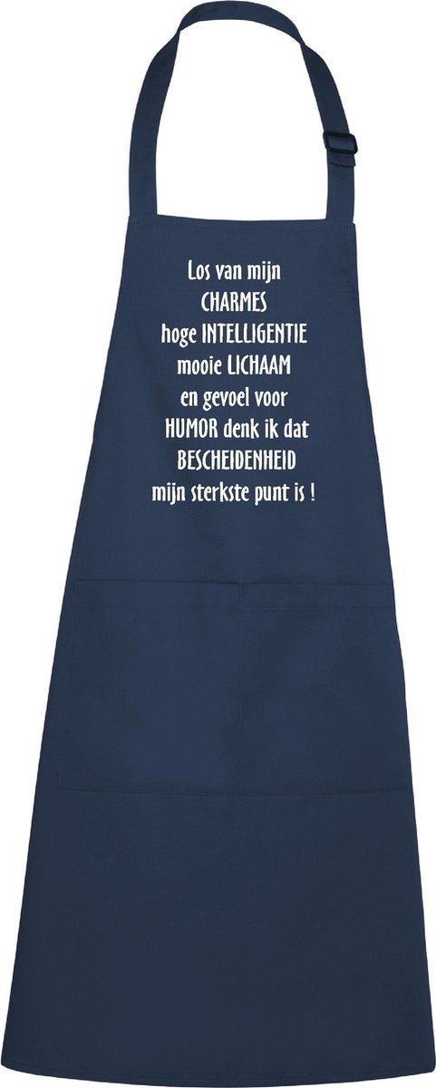 mijncadeautje - luxe keukenschort - Bescheidenheid - navy / blauw