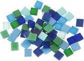 Mini mozaiek, afm 5x5 mm, dikte 2 mm, blauw/groen harmonie, 25gr
