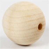 Houten kraal, d: 50 mm, gatgrootte 8 mm, grasboom, 4stuks