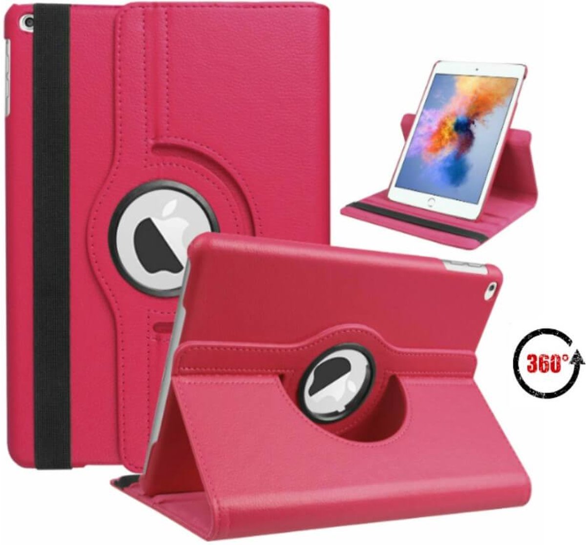 FONU 360 Boekmodel Hoes geschikt voor iPad Air 2 2014 - 9.7 inch - A1566 - A1567 - Roze - Draaibaar