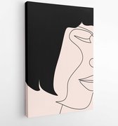 Abstact line art vector face. Line drawing woman face. Single Line Face Art Print | Minimalist Woman Line Drawing | Simple Art Female Face | Woman Drawing | People clipart - Modern Art Canvas