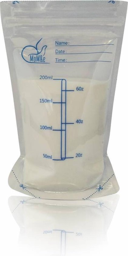MoM&e Moedermelk Bewaarzakjes 50 st - 200ml - absoluut lekvrij - zeer nauwkeurige maatverdeling
