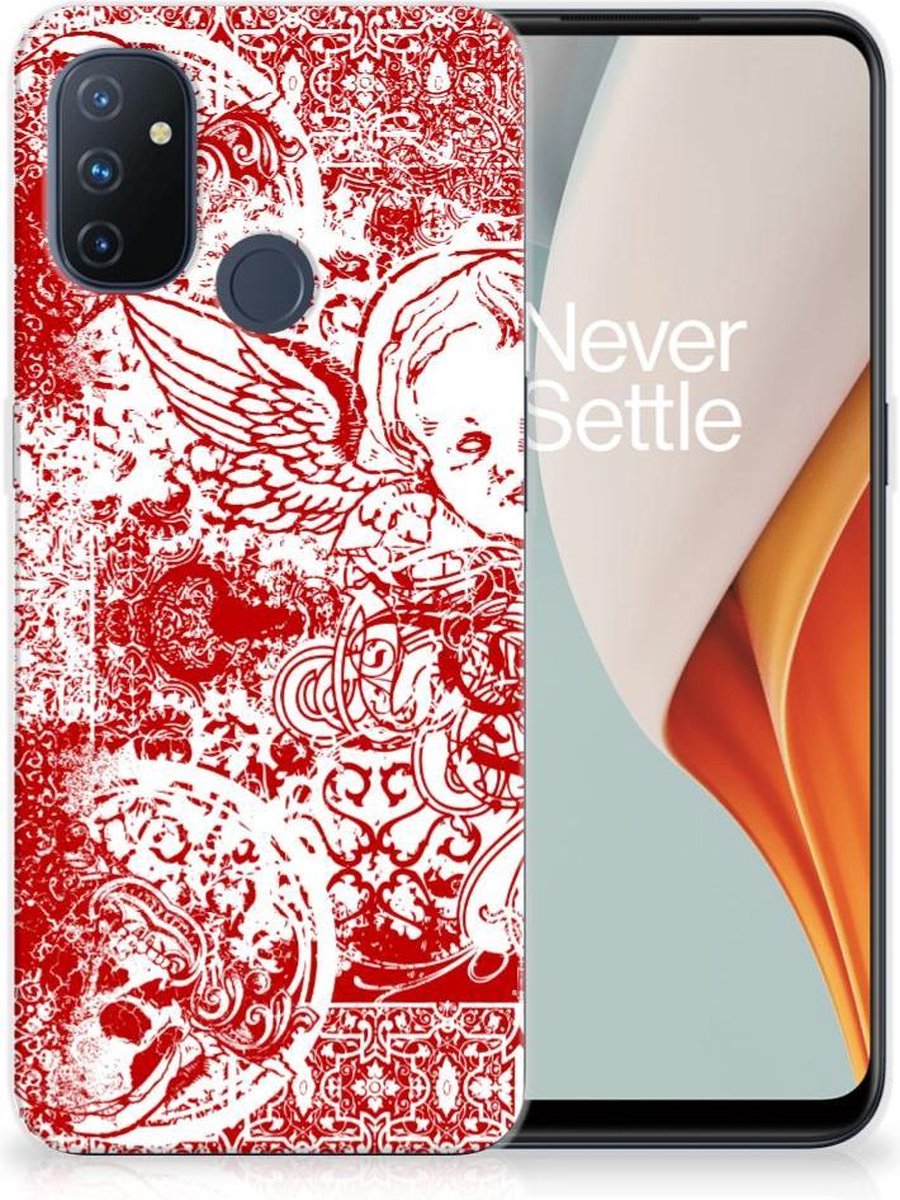 Silicone Back Case OnePlus Nord N100 Angel Skull Rood