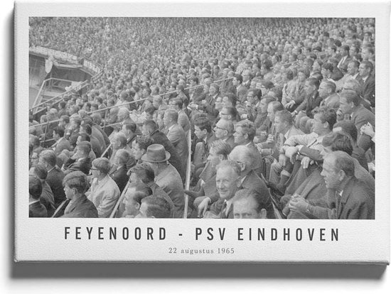 Walljar - Poster Feyenoord - Voetbal - Amsterdam - Eredivisie - Zwart wit - Feyenoord - PSV Eindhoven '65 - 60 x 90 cm - Zwart wit poster