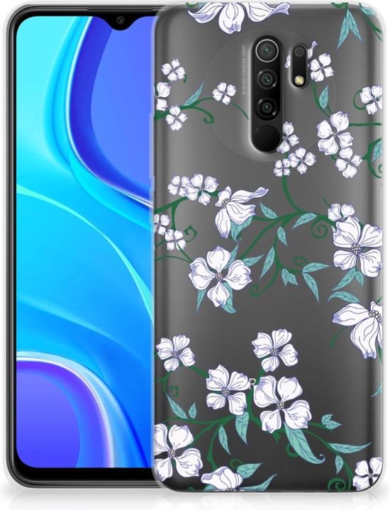 Bumper Housse Etui pour Xiaomi Redmi 9 Coque Téléphone Fleur Blanche