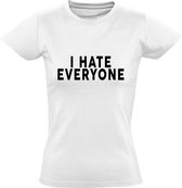 I hate everyone dames t-shirt | ik haat iedereen | sarcasme | grappig | cadeau | Wit