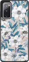 Samsung S20 FE hoesje - Bloemen / Floral blauw | Samsung Galaxy S20 case | Hardcase backcover zwart