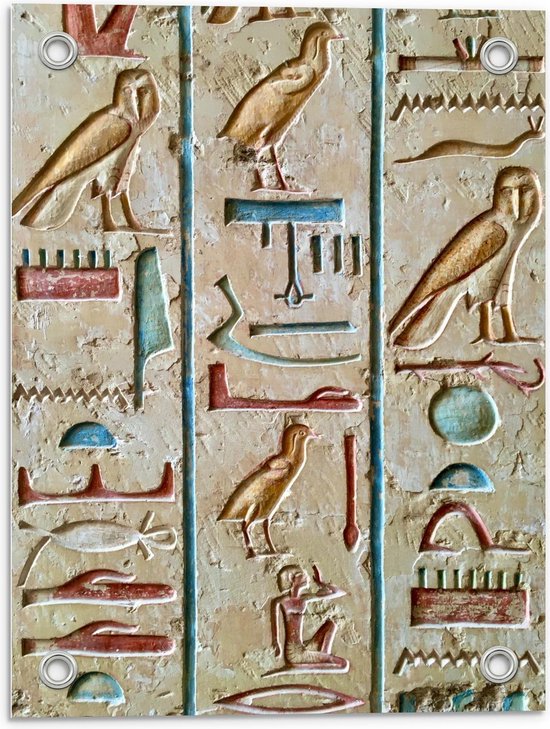 Tuinposter – Egyptische Hiërogliefen  - 30x40cm Foto op Tuinposter  (wanddecoratie voor buiten en binnen)