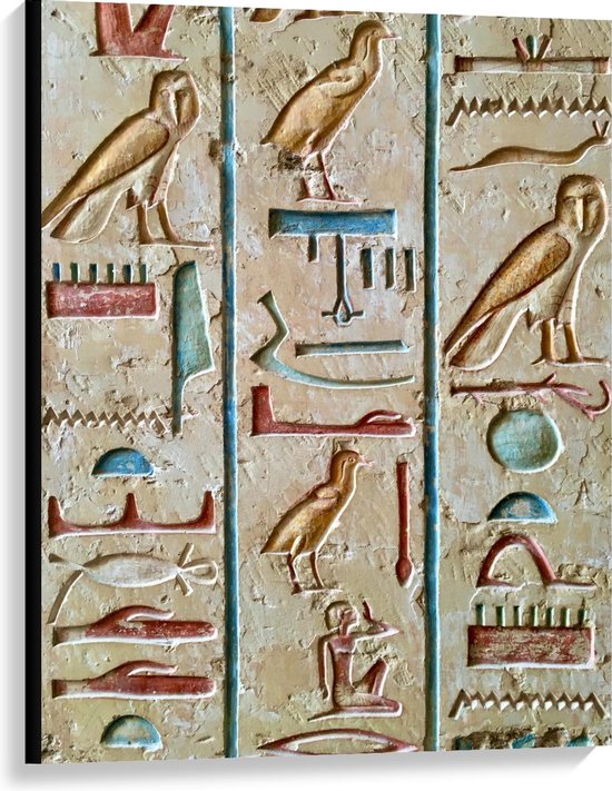 Canvas - Egyptische Hiërogliefen - Foto op Canvas Schilderij (Wanddecoratie op Canvas)