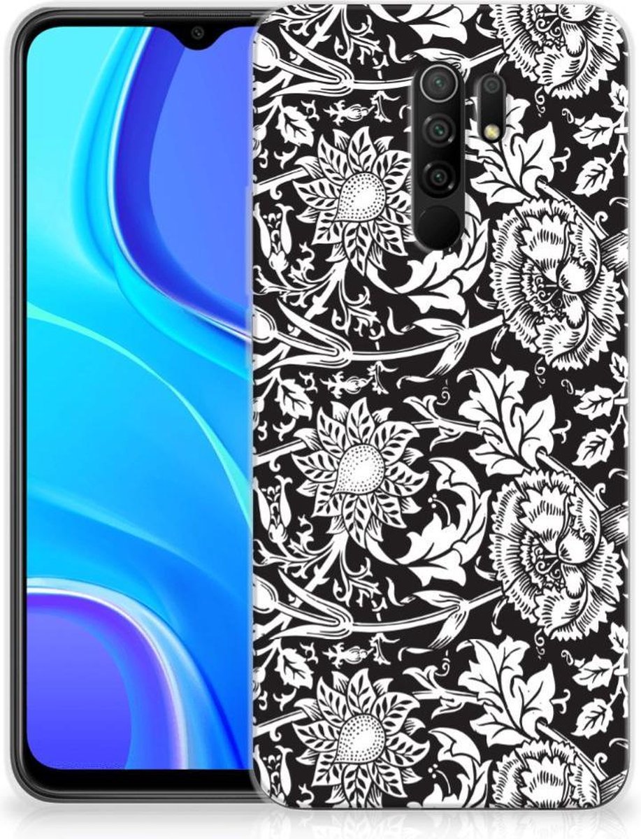 Xiaomi Redmi 9 TPU Case Black Flowers