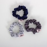 Silqy Scrunchie 3-PACK 1x Dark blue-1x silver-1x dark grey