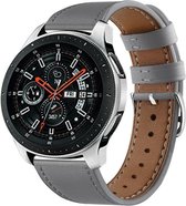 Leer Smartwatch bandje - Geschikt voor  Samsung Galaxy Watch 46mm bandje leer - grijs - Horlogeband / Polsband / Armband