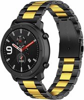Stalen Smartwatch bandje - Geschikt voor  Xiaomi Amazfit GTR stalen band - zwart/goud - 42mm - Horlogeband / Polsband / Armband