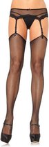 Leg avenue - jarretelkousen - jarretel kousen - jarretels - jarretelset - jarretel panty - jarretelsetje met kousen - visgraad patroon + broekje - zwart - one maat