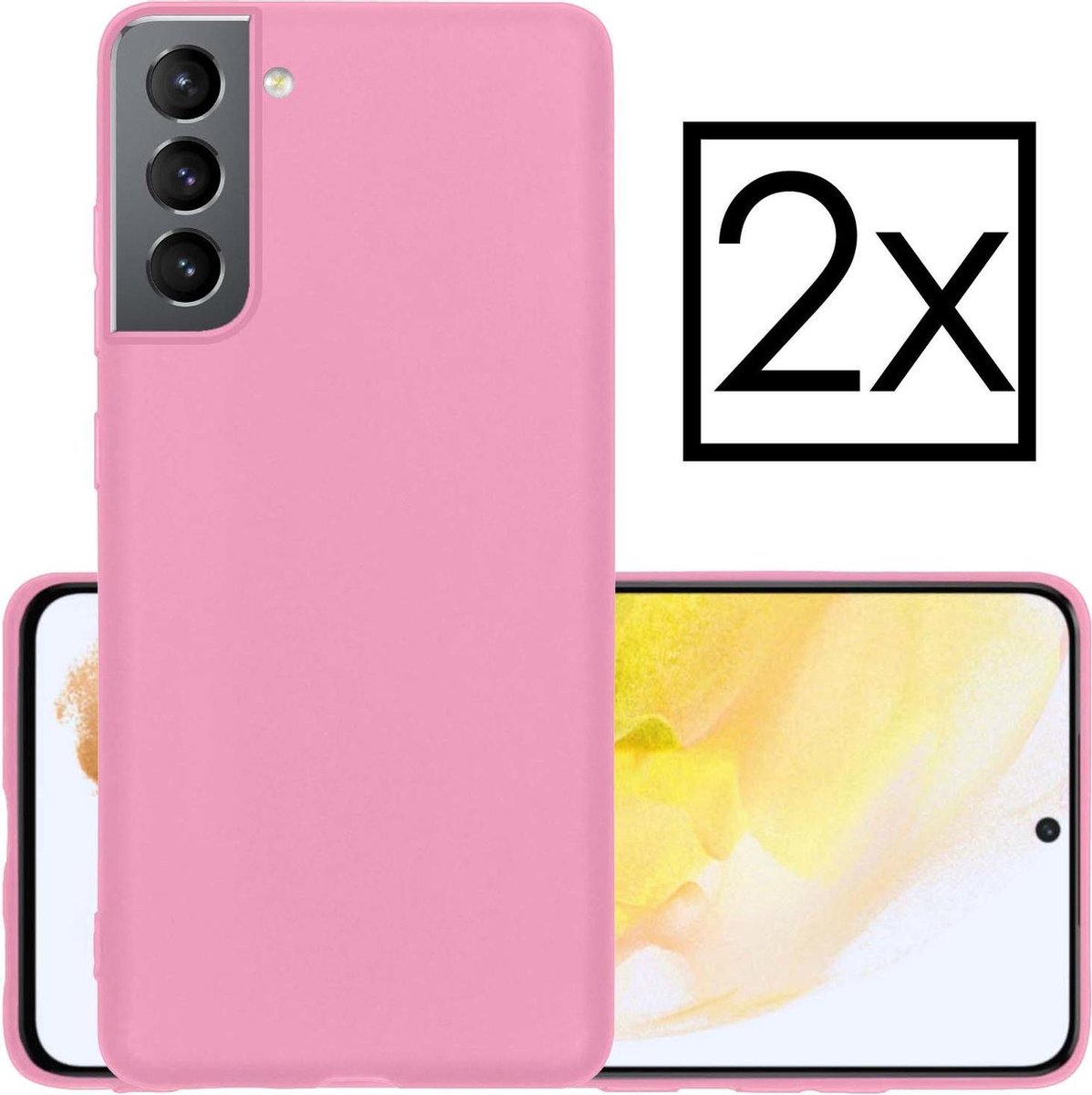 Hoesje - 2 Stuks - Geschikt voor Samsung Galaxy S21 - Sterk & Shockproof - Case Siliconen - Back Cover - Telefoon Hoes - Roze
