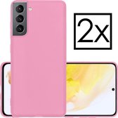 Samsung Galaxy S21 Hoesje Back Cover Siliconen Case Hoes Roze - 2x