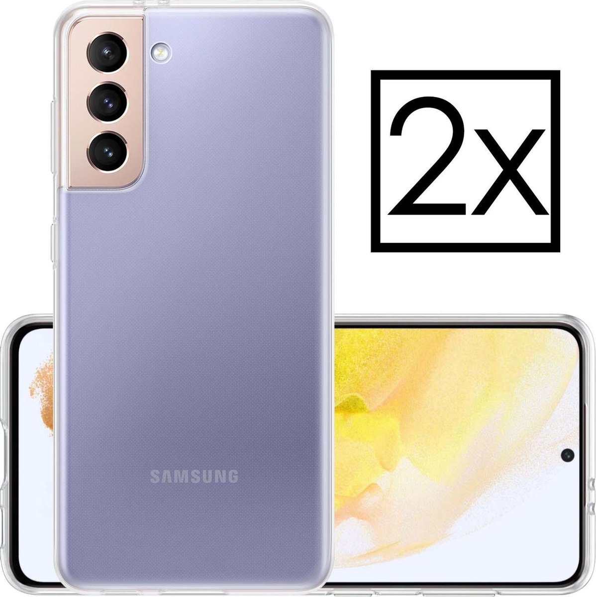 Hoesje - 2 Stuks - Geschikt voor Samsung Galaxy S21 Plus - Sterk & Shockproof - Case Siliconen - Back Cover - Telefoon Hoes - Transparant
