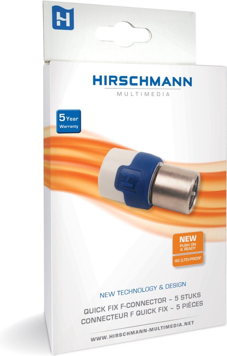 Hirschmann QFC 5 quick fix F-connector / recht (5 stuks) - Hirschmann