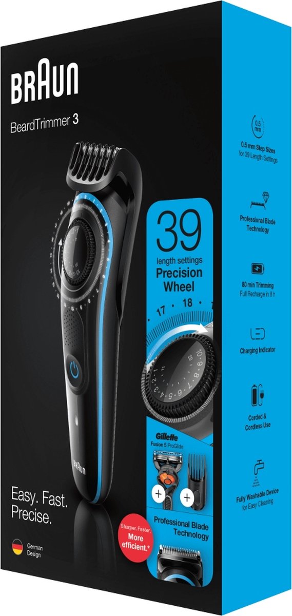 Braun BT3240 Zwart Blauw Baardtrimmer