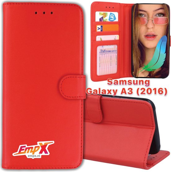 Kreta regelmatig Onvervangbaar LitaLife Galaxy A3 (2016) Rood Boekhoesje - Portemonnee Book Case voor Samsung  Galaxy... | bol.com
