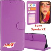 EmpX.nl Xperia XZ Paars Boekhoesje | Portemonnee Book Case voor Sony Xperia XZ Paars | Flip Cover Hoesje | Met Multi Stand Functie | Kaarthouder Card Case Xperia XZ Paars | Beschermhoes Sleev