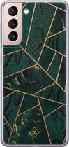 Samsung S21 Plus hoesje siliconen - Abstract groen | Samsung Galaxy S21 Plus case | groen | TPU backcover transparant