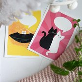 Katten kaartjes 6 stuks - postkaart - katten kaart - postkaart kat - wenskaart - kattenkaart - kattenillustratie - katten illustratie - katten tekening - kattentekening - catcard -