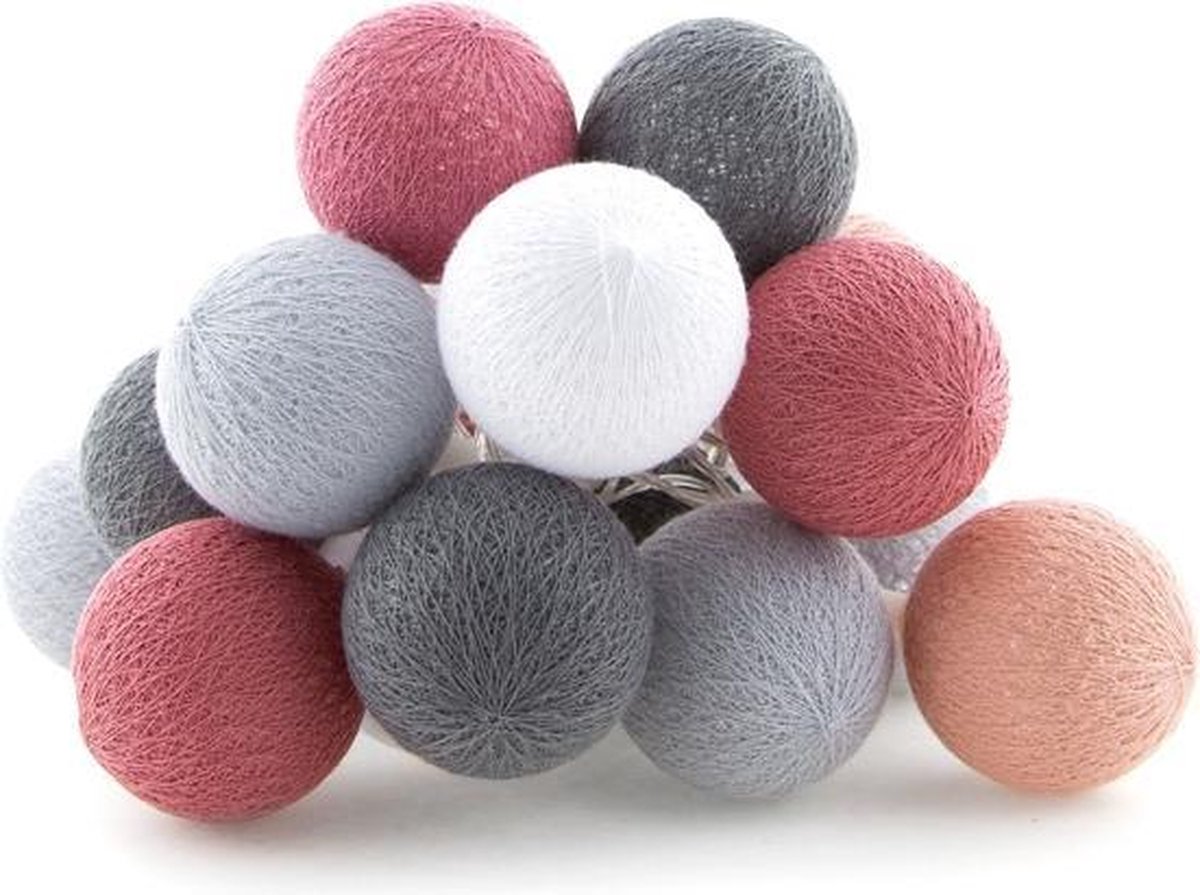 Cotton Ball Lights buiten feestverlichting roze 20 ballen