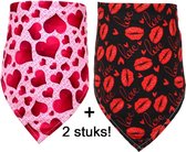 2 honden sjawls Valentijn - 2 sjaaltjes hals hond Valentijnsdag - honden halsdoek 2 stuks - honden kleding - honden accessoire - honden bandana - Valentine's day verkleding hond - valentijnkl