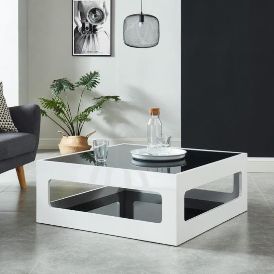 ANGEL Table basse carrée style contemporain laquée blanc brillant avec  plateaux en... | bol.com
