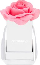 Relaxdays flowerbox 1 roos - rozenbox wit - giftbox - Valentijn - cadeaubox - kunstbloem - roze