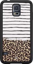 Samsung S5 hoesje - Luipaard strepen | Samsung Galaxy S5 case | Hardcase backcover zwart