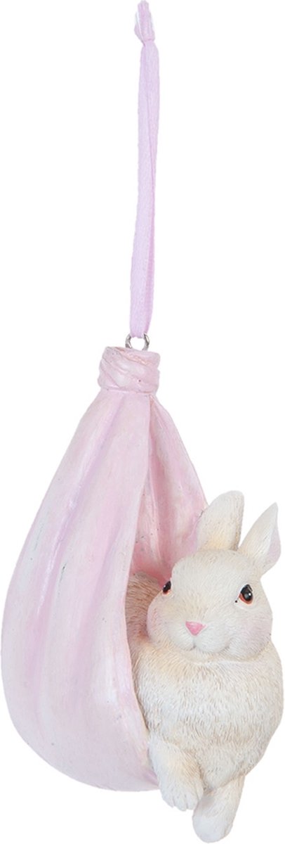 Clayre & Eef Hanger 5x7x10 cm Roze Kunststof Konijn Paasdecoratie