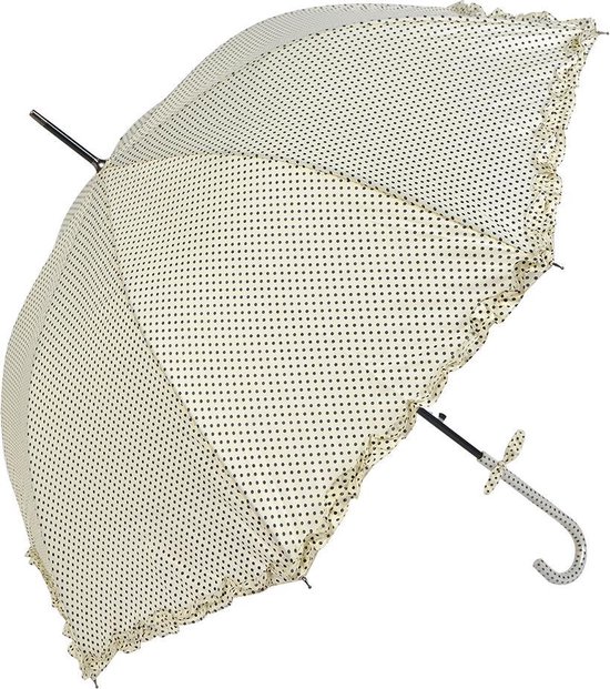 Foto: Juleeze paraplu volwassenen 90 cm beige polyester stippen regenscherm