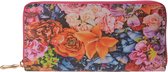 Melady Portemonnee 9x14 cm Roze Kunststof Rechthoek Bloemen Beurs Geldbeurs Geldbuidel