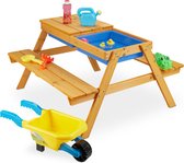 Relaxdays picknicktafel kinderen hout - speeltafel - zand en watertafel - kindertafel
